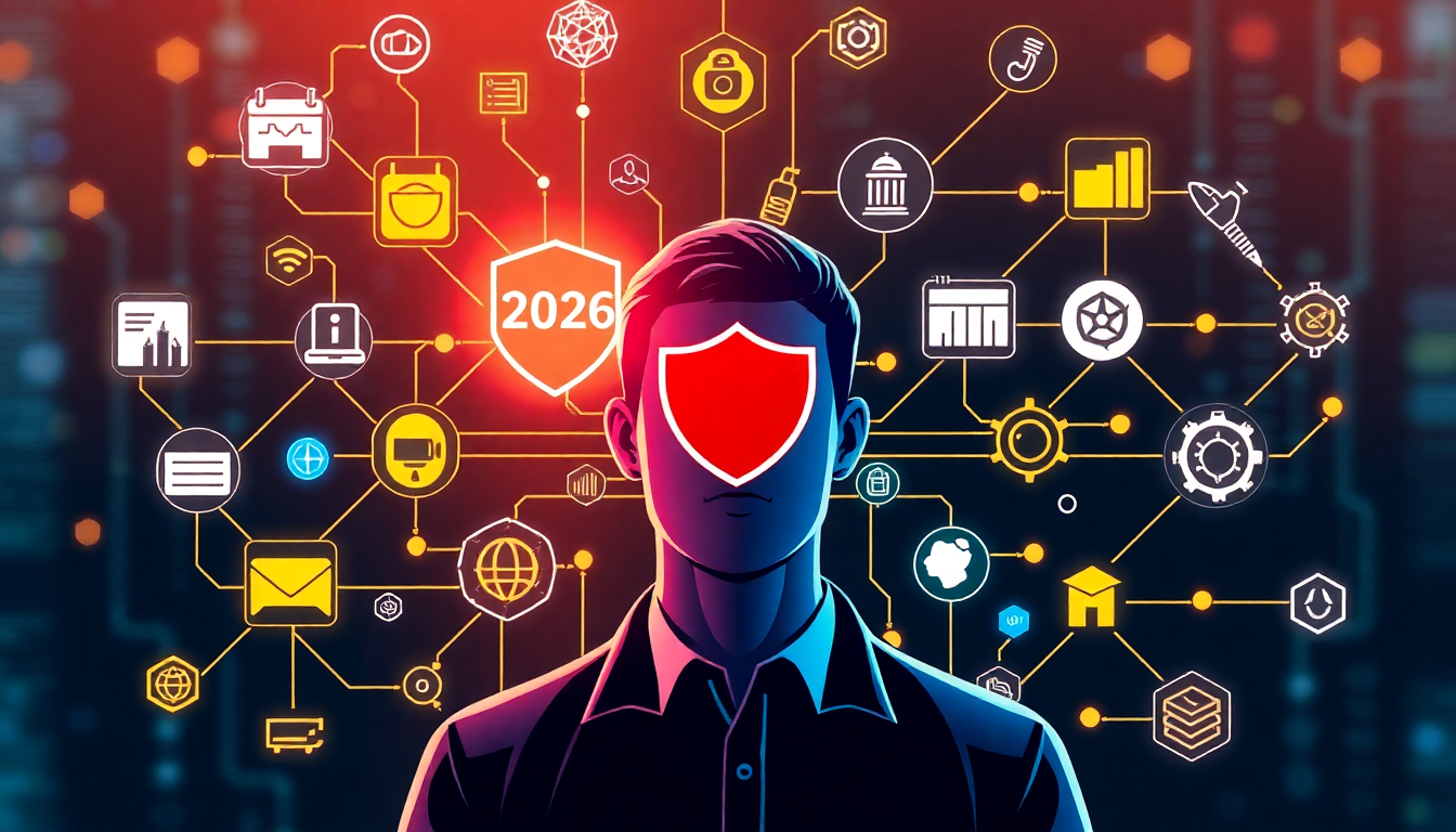 2026년 AI 개발자에게 필요한 포괄적인 기술 스택을 나타내는 이미지. 시스템 아키텍처, AI 보안, 데이터 파이프라인, 멀티모달 처리, MLOps 도구와 같은 다양한 기술 아이콘으로 둘러싸인 유능한 개발자.