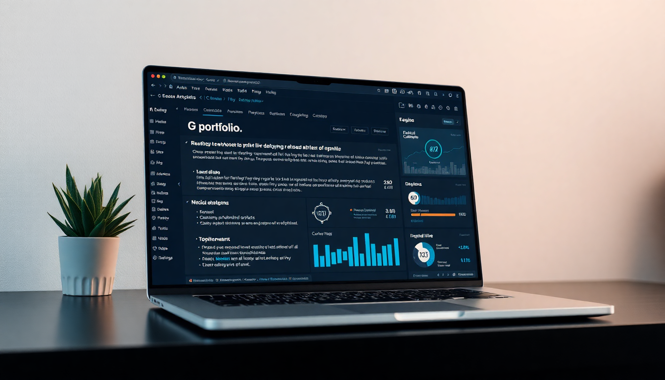 현대 AI 개발자의 인상적인 포트폴리오를 보여주는 이미지. GitHub 저장소에 배포된 라이브 AI 애플리케이션 링크와 비즈니스 영향 데이터 시각화를 강조한다.